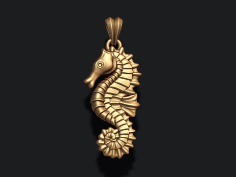 Seahorse pendant 3D print model Modello di stampa 3D