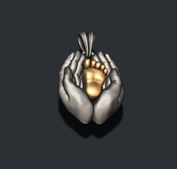 Mother hand baby foot pendant 3D print model 3D Druckmodell .c4d .max .obj .3ds .fbx .stl .blend