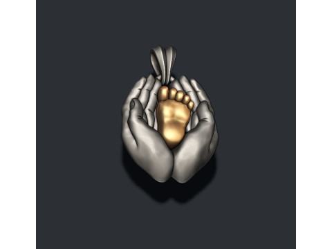 Mother hand baby foot pendant 3D print model Modelo de Impressão 3D