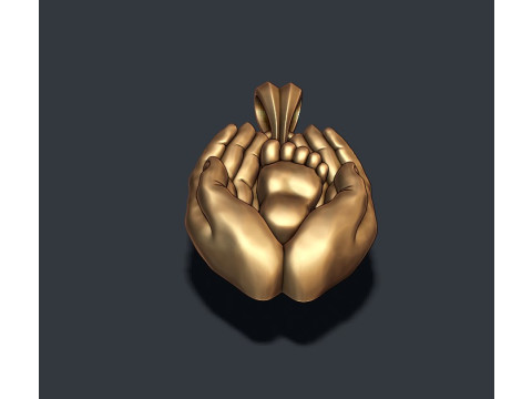 Mother hand baby foot pendant 3D print model 3D Druckmodell