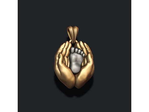 Mother hand baby foot pendant 3D print model 3D Druckmodell