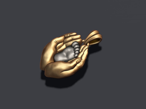 Mother hand baby foot pendant 3D print model 3D Druckmodell