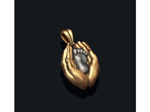 Mother hand baby foot pendant 3D print model 3D Druckmodell