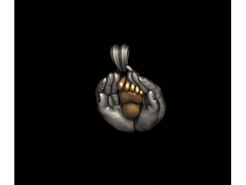 Mother hand baby foot pendant 3D print model 3D Druckmodell