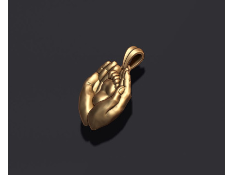 Mother hand baby foot pendant 3D print model 3D Druckmodell