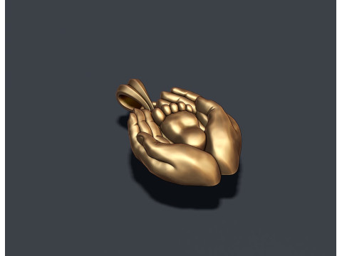Mother hand baby foot pendant 3D print model 3D Druckmodell