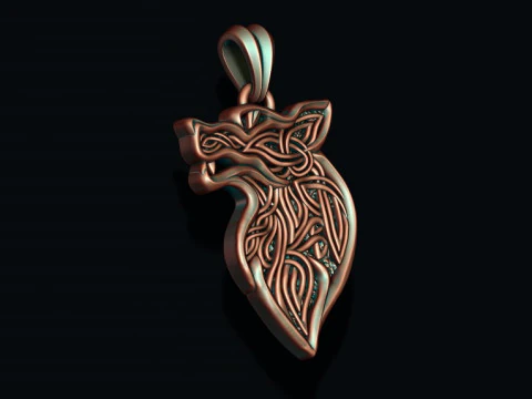Pingente de ornamento de lobo celta modelo de impress&atilde;o 3D Modelo de Impressão 3D