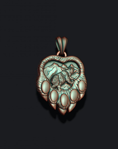 Bear paw pendant 3D print model 3D Принт Модель .c4d .max .obj .3ds .fbx .stl .blend 
