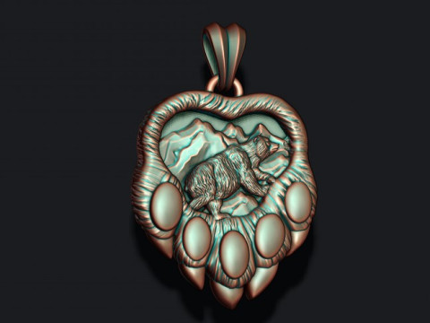 Bear paw pendant 3D print model Modelo de Impressão 3D