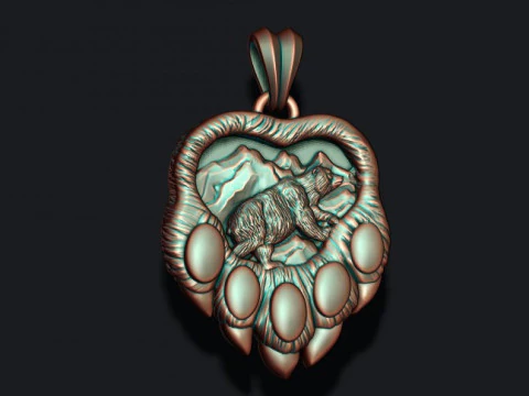 Modelo de impress&atilde;o 3D de pingente de pata de urso Modelo de Impressão 3D