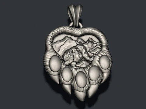 Bear paw pendant 3D print model 3D Print Model