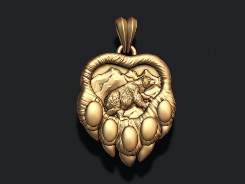 Bear paw pendant 3D print model 3D Print Model