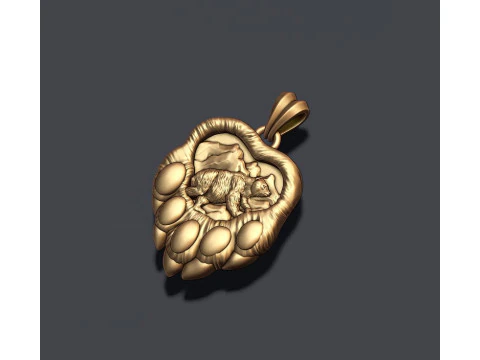 Bear paw pendant 3D print model 3D Print Model