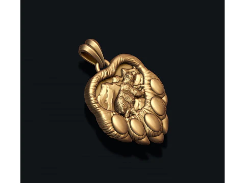 Bear paw pendant 3D print model 3D Print Model