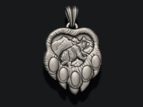 Bear paw pendant 3D print model 3D Принт Модель