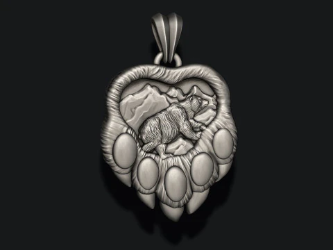Bear paw pendant 3D print model 3D Print Model