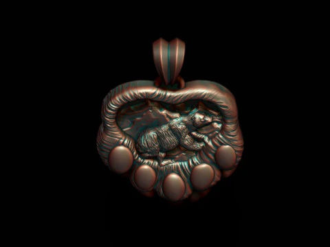 Bear paw pendant 3D print model 3D Print Model