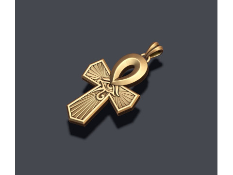 Horus eye ankh cross pendant 3D print model 3D 프린트 모델
