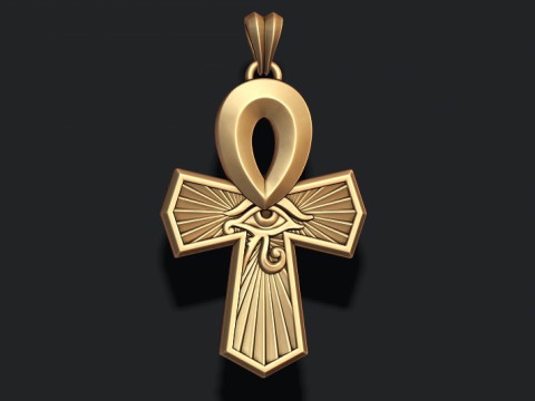 Horus eye ankh cross pendant 3D print model 3D 프린트 모델