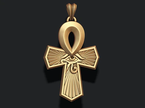 Horus eye ankh cross pendant 3D print model 3D Print Model