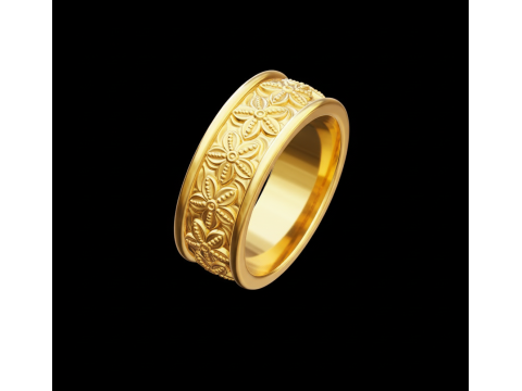 Free Floral Gold Ring STL Download Free 3D print model Model Cetak 3D