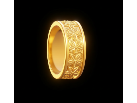 Free Floral Gold Ring STL Download Free 3D print model 3D Print Model