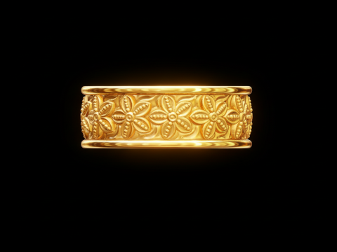 Free Floral Gold Ring STL Download Free 3D print model 3D Print Model