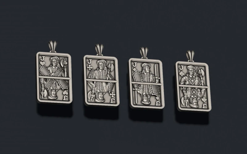 Playing card Jack pendants light pack Collection 3D Print Model .c4d .max .obj .3ds .fbx .stl .blend
