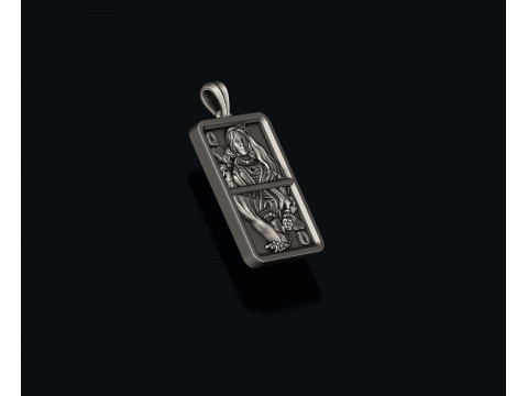 Kalp kraliçesi oyun kartı kolye ışık 3D baskı modeli 3D Baskı Modeli