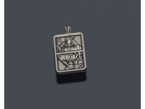 Kalp kraliçesi oyun kartı kolye ışık 3D baskı modeli 3D Baskı Modeli