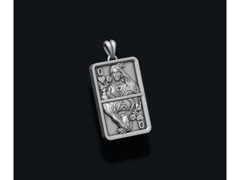 Kalp kraliçesi oyun kartı kolye ışık 3D baskı modeli 3D Baskı Modeli
