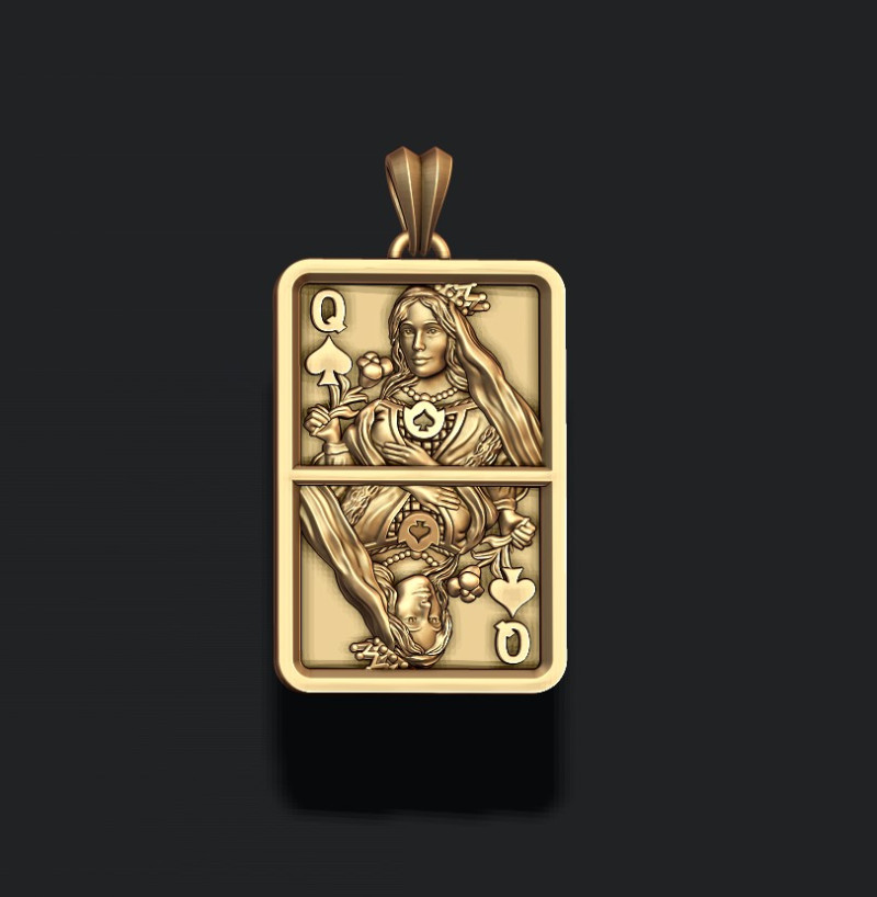 Spade queen playing card pendant light 3D print model 3D Print Model .c4d .max .obj .3ds .fbx .stl .blend
