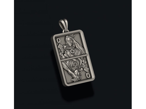 Spade queen playing card pendant light 3D print model 3D Print Model