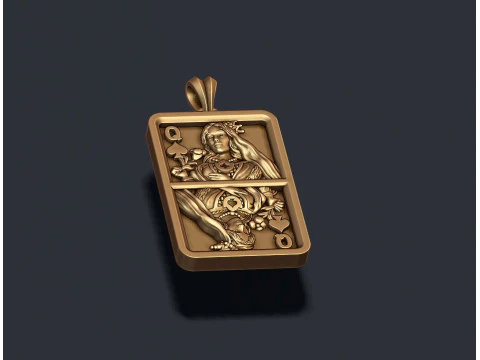 Spade queen playing card pendant light 3D print model 3D Print Model