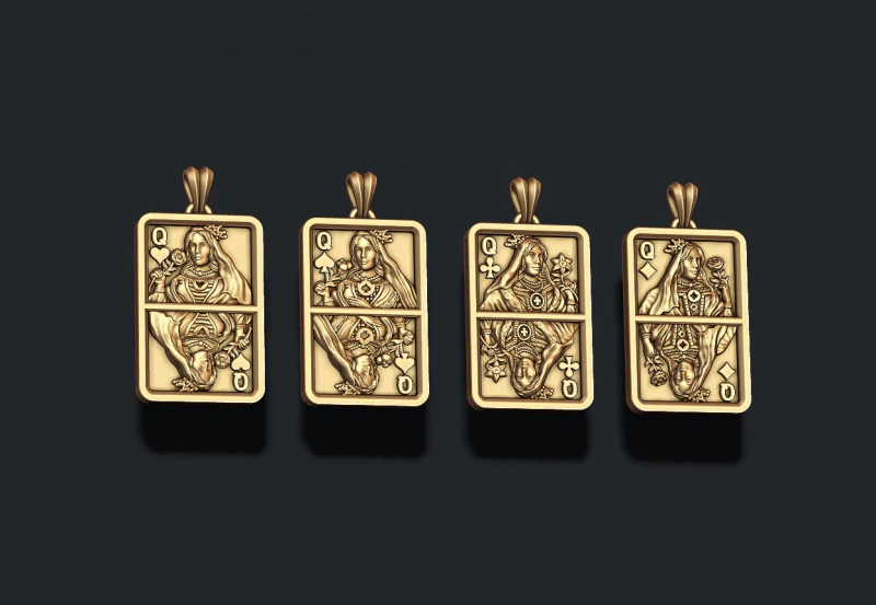 Spielkarten-Queen-Pendelleuchten-Set-Set-Kollektion 3D Druckmodell .c4d .max .obj .3ds .fbx .stl .blend 