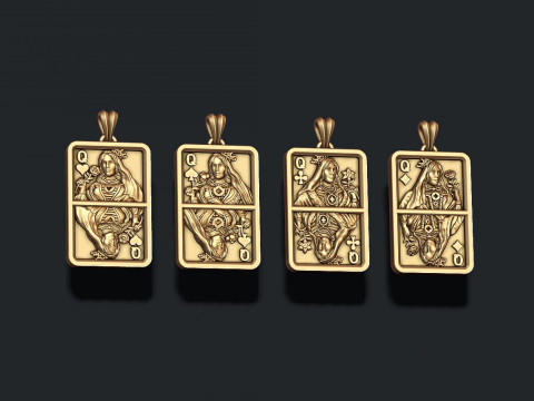 카드 놀이 퀸 펜던트 라이트 팩 세트 컬렉션 3D 프린트 모델