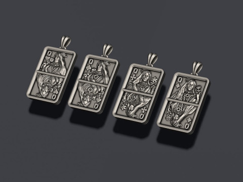 Playing cards Queen pendant light pack set Collection 3D Print Model
