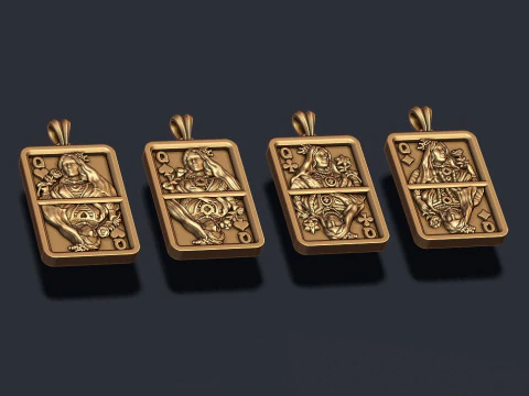 Spielkarten-Queen-Pendelleuchten-Set-Set-Kollektion 3D Druckmodell