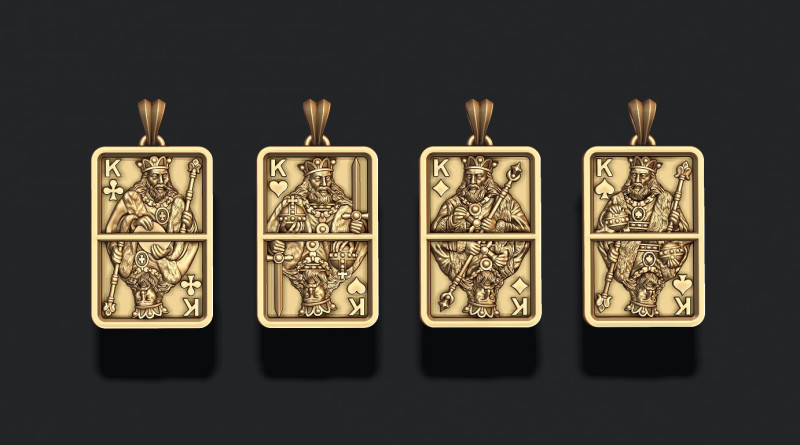 Collezione di set di luci a sospensione KING di carte da gioco Modello di stampa 3D .c4d .max .obj .3ds .fbx .stl .blend 