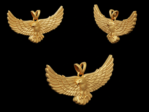 Golden Flying Eagle Pendant Jewelry free 3D print model 3D Druckmodell
