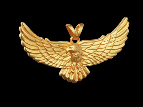 Golden Flying Eagle Pendant Jewelry free 3D print model 3D Print Model