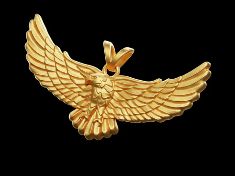 Golden Flying Eagle Pendant Jewelry free 3D print model 3D Print Model