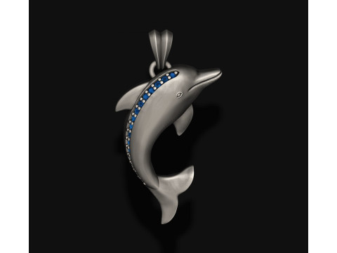 Dolfijn hanger met edelstenen 3D printmodel 3D printmodel
