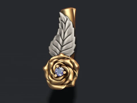 Rose earrings with gemstone 3D print model 3D Print Model