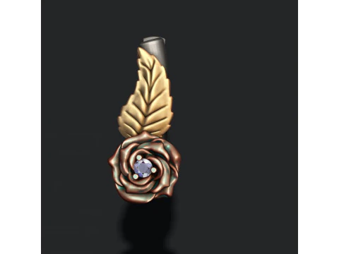 Rose earrings with gemstone 3D print model 3D Print Model