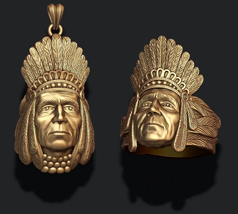 Native American Indian ring pendant pack 3D Print Model .c4d .max .obj .3ds .fbx .stl .blend 