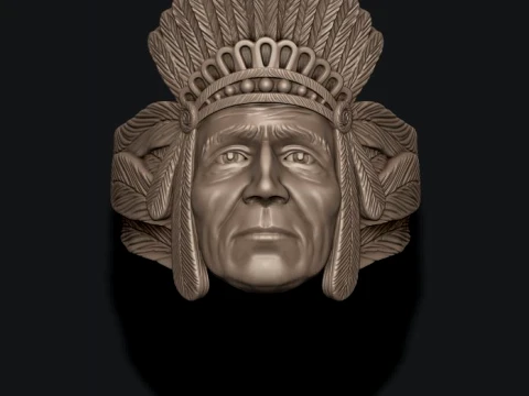 Native American Indian ring pendant pack 3D Print Model