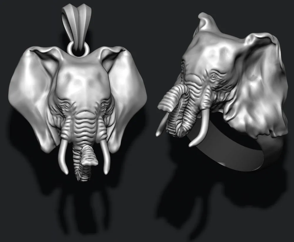 Elephant ring pendant v1 pack 3D Print Model .c4d .max .obj .3ds .fbx .stl .blend 