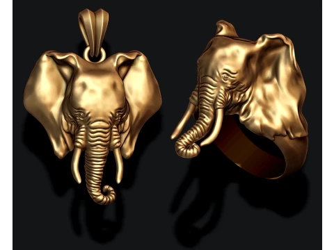 Elephant ring pendant v2 pack 3D Print Model