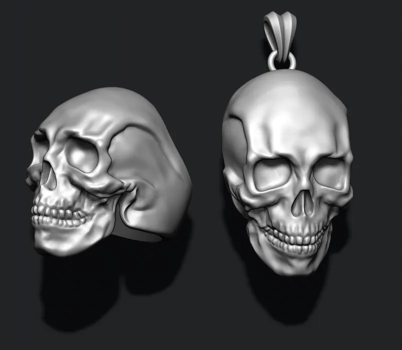 Skull ring pendant pack 3D Print Model .c4d .max .obj .3ds .fbx .stl .blend 